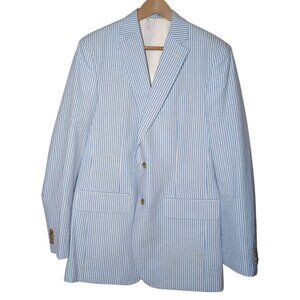 Vineyard Vines Mens Seersucker Blazer 40L 100% Cotton Preppy Nantucket Yacht